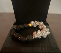 Black and White Canoe Glass Stretch Bracelet