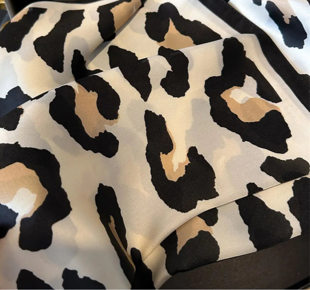 The Satin Animal Print Square Scarf